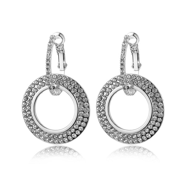 CRYSTAL DROP HOOPS EARRINGS - Picture 3 of 6